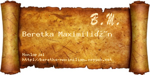Beretka Maximilián névjegykártya